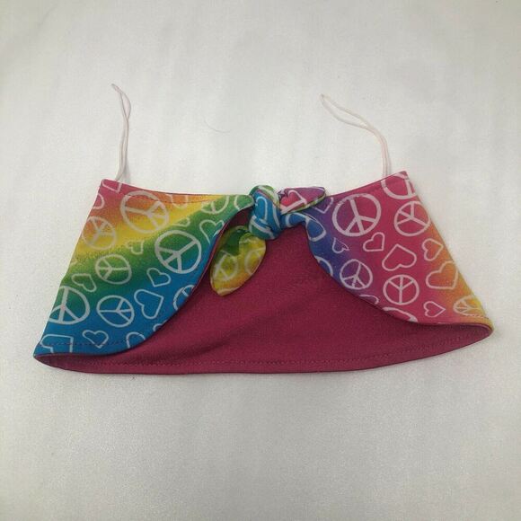 Build A Bear Rainbow Peace Sign Bathing Swimsuit Wrap & Top BABW SunGlasses 4-pc - Picture 6 of 12